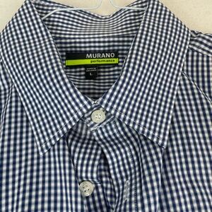 Murano Navy and White Checkered Casual Shirt Men’s Large
